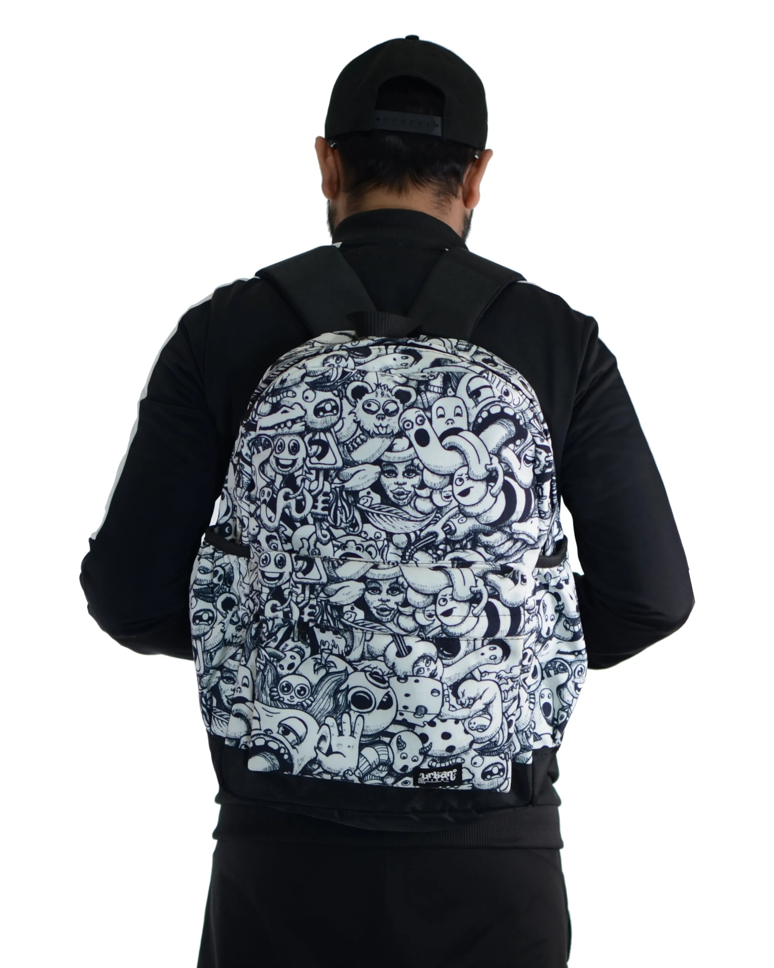 White Doodle Canvas Backpack
