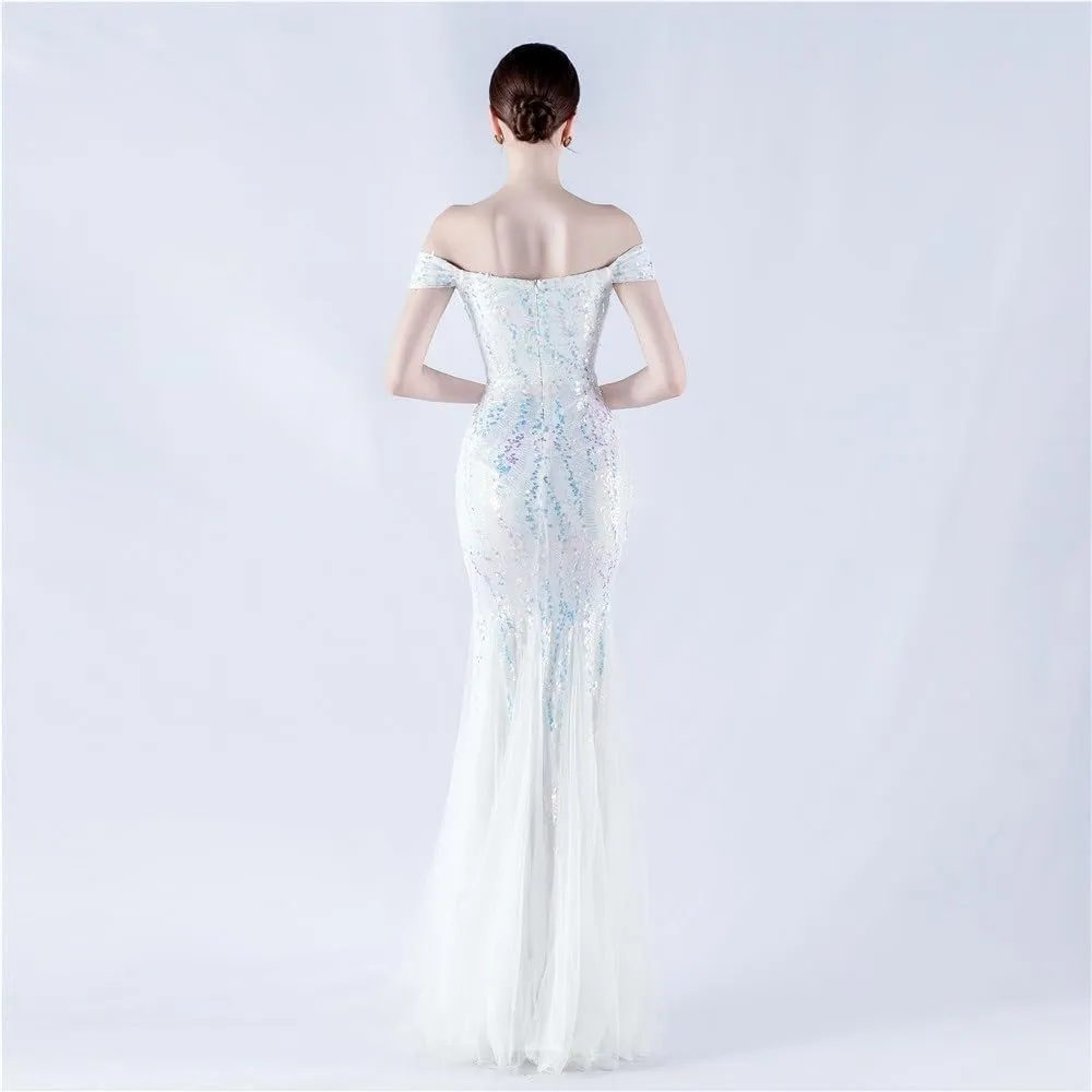 White Mermaid Wedding Dresses for Women Off Shoulder Sexy Evening Gown Elegant Luxury Maxi Party Dress