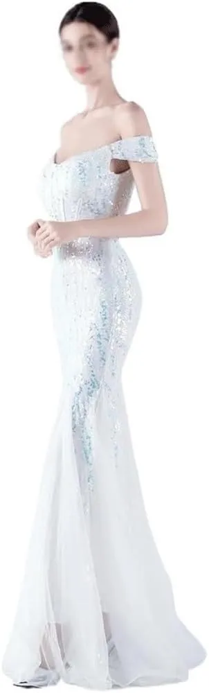 White Mermaid Wedding Dresses for Women Off Shoulder Sexy Evening Gown Elegant Luxury Maxi Party Dress