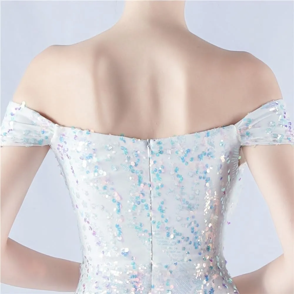 White Mermaid Wedding Dresses for Women Off Shoulder Sexy Evening Gown Elegant Luxury Maxi Party Dress
