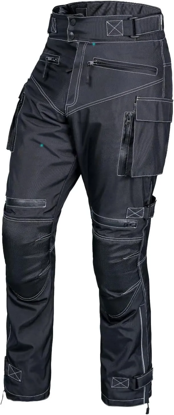 WICKED STOCK Mens Waterproof Armored Motorcycle Riding Dual Sport Pants Protective CE Level-1