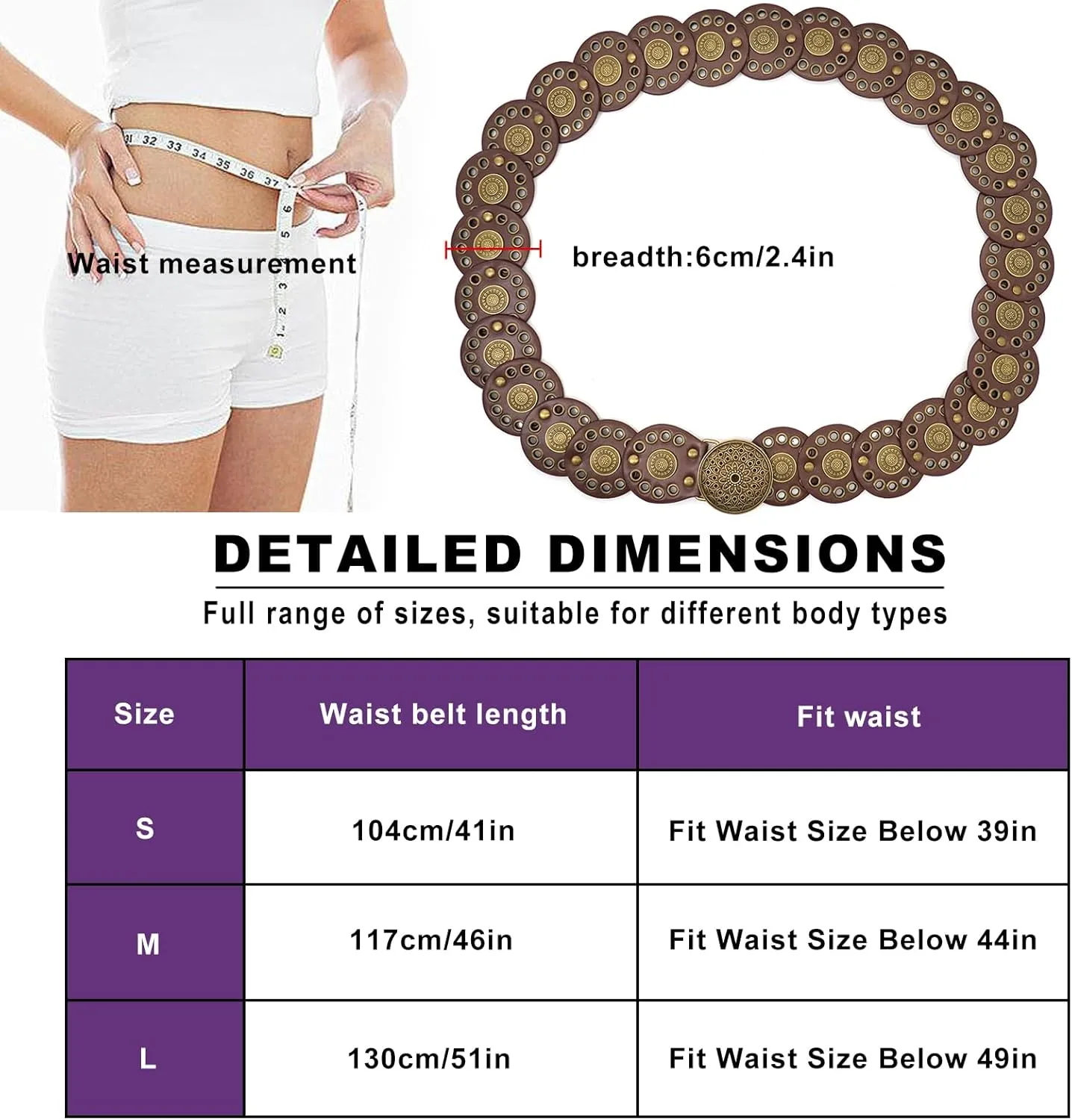 Wide Disc Belt for Women Disk Concho Belts Western Leather Belt Boho Waist Belt for Dress