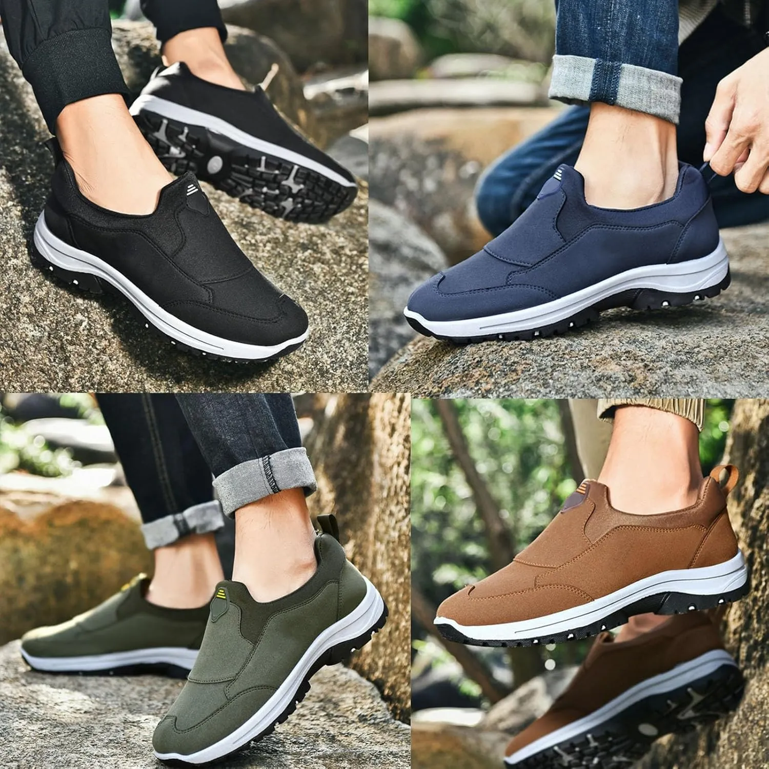 Wide Fit Walking Shoes, Outdoor Large Size Soft Bottom Lightweight Men's Shoes Walking Shoes One Foot Stirrup Lazy Shoes