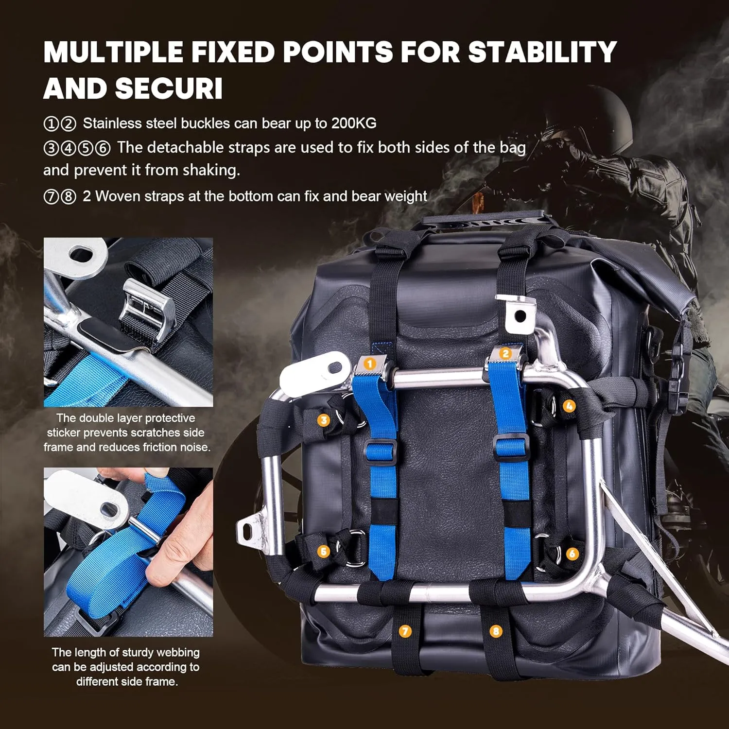 WILD HEART Motorcycle side bag stainless steel suspension waterproof bag Saddlebags 20L/25L waterproof Pianner Bag wear-resistant general-purpose Bike accessories