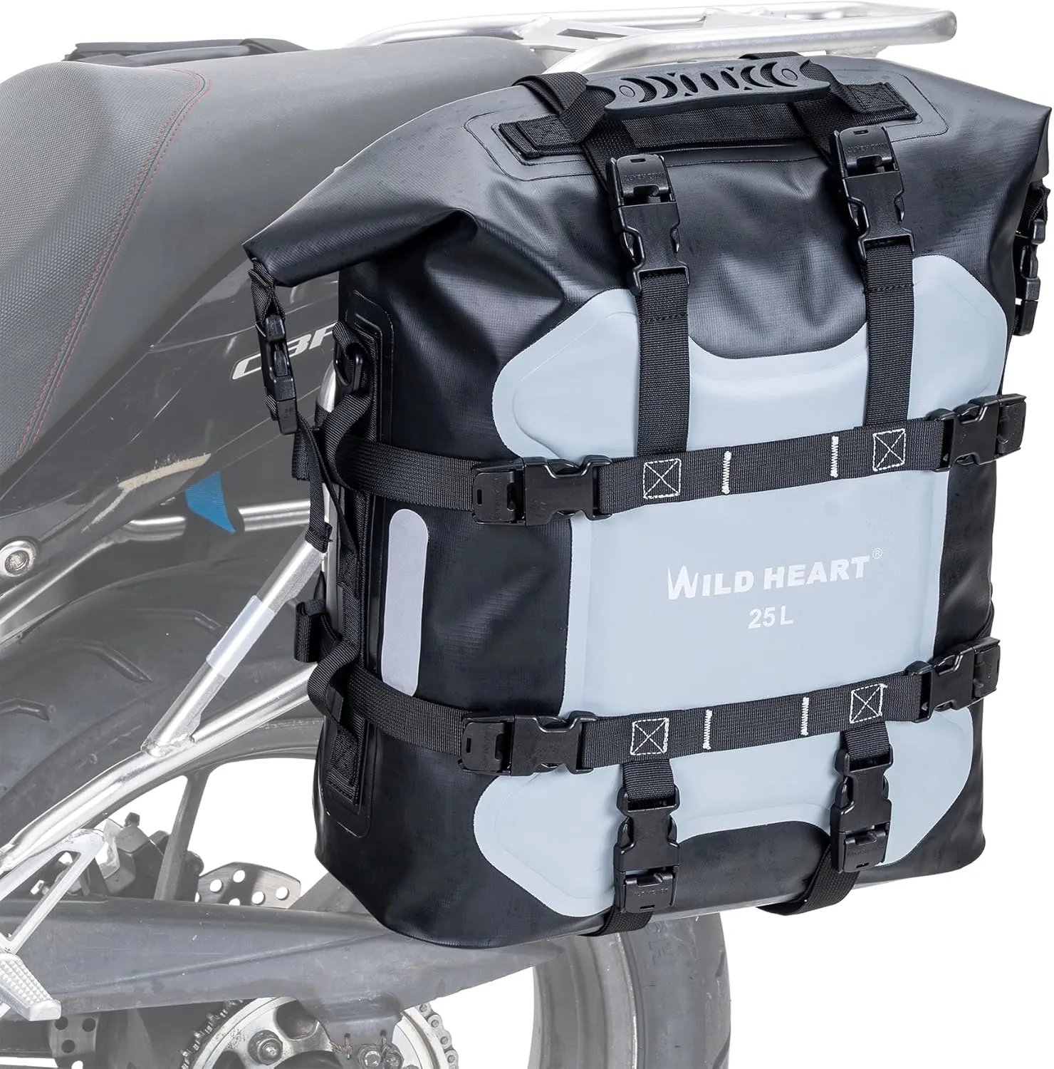 WILD HEART Motorcycle side bag stainless steel suspension waterproof bag Saddlebags 20L/25L waterproof Pianner Bag wear-resistant general-purpose Bike accessories