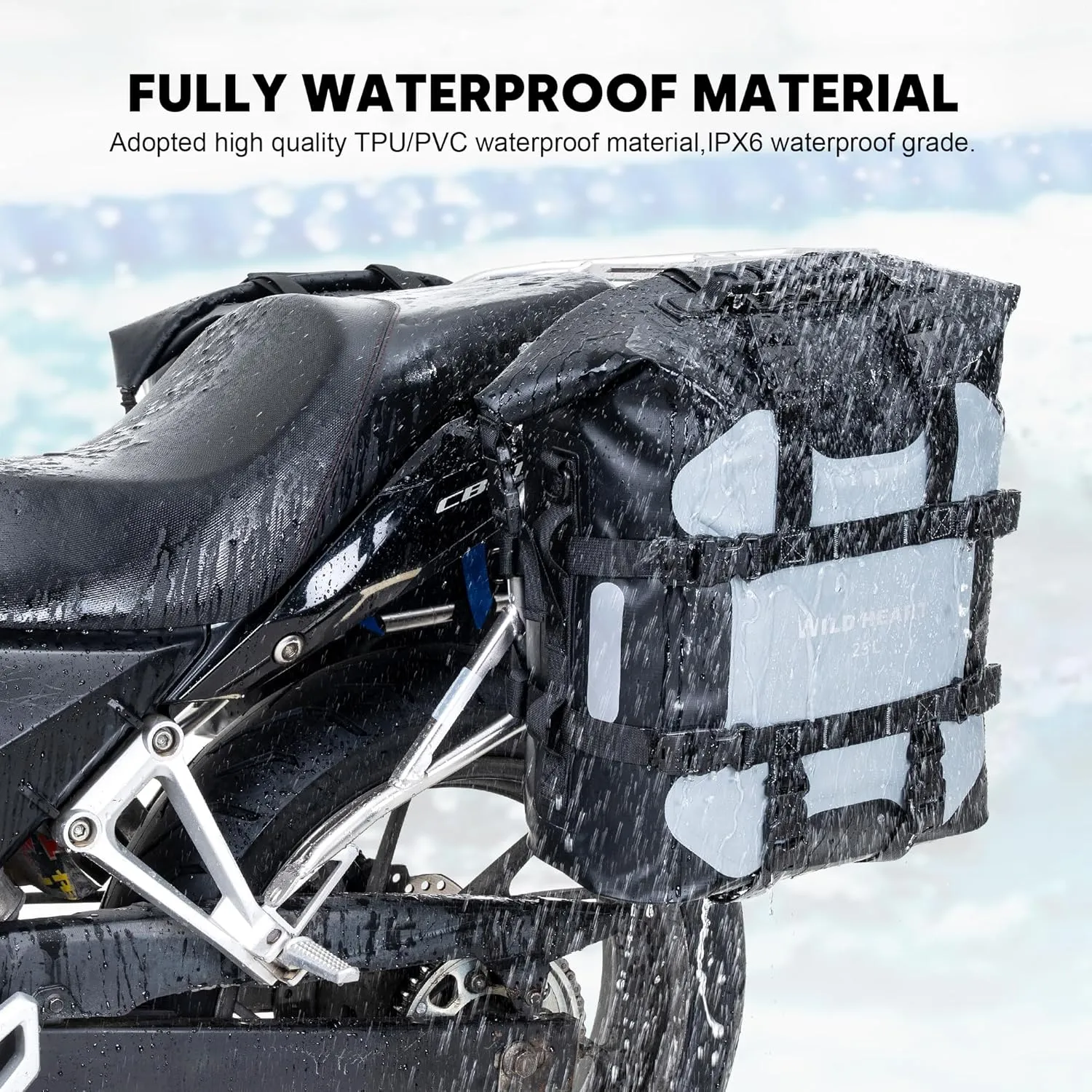 WILD HEART Motorcycle side bag stainless steel suspension waterproof bag Saddlebags 20L/25L waterproof Pianner Bag wear-resistant general-purpose Bike accessories