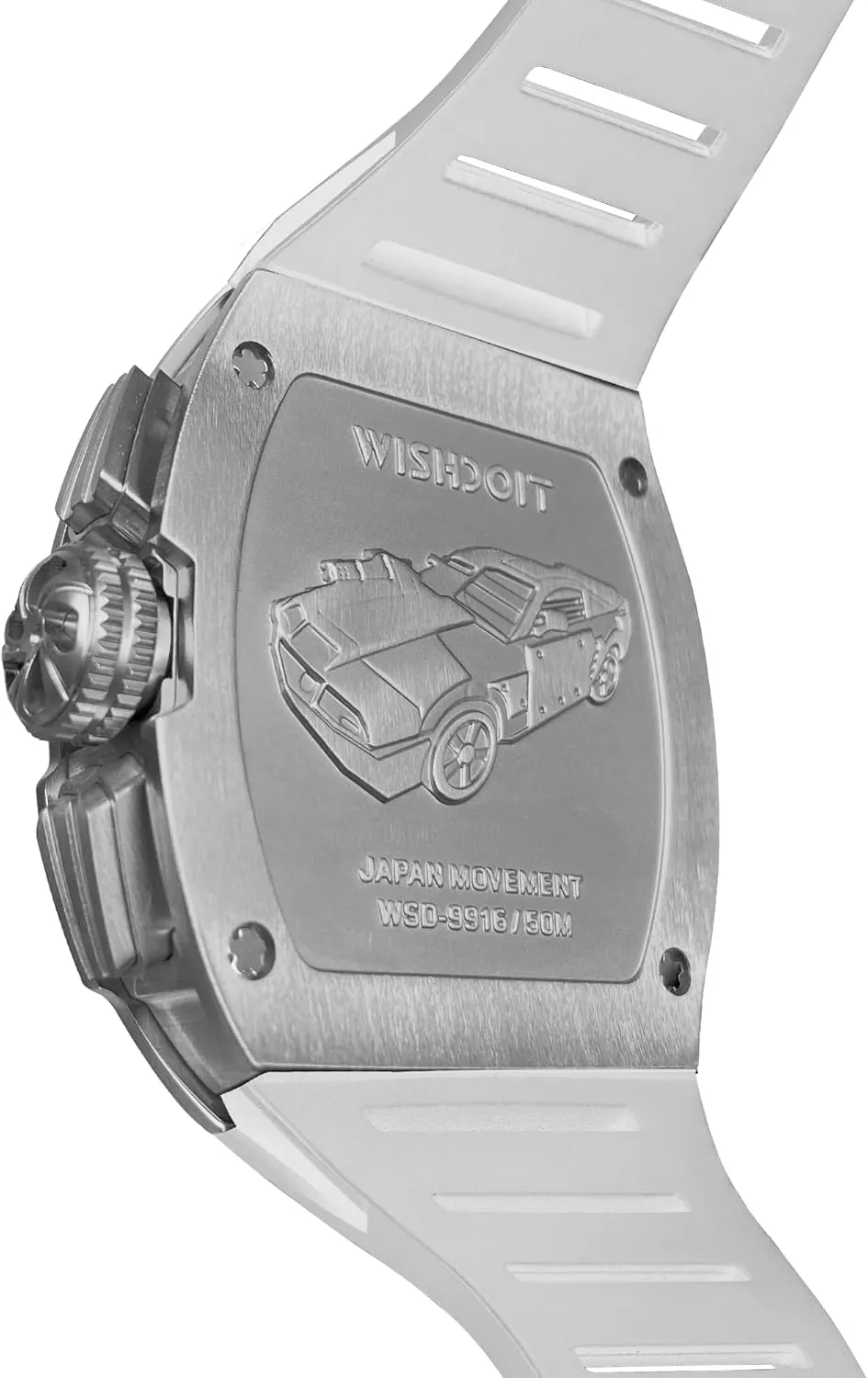 WISHDOIT GT Chronograph Watch Mens Luxury Tonneau Watch Calendar Date Luminous Waterproof Replica Watch for Men FKM Rubber Strap Sport Dress Casual Wristwatch