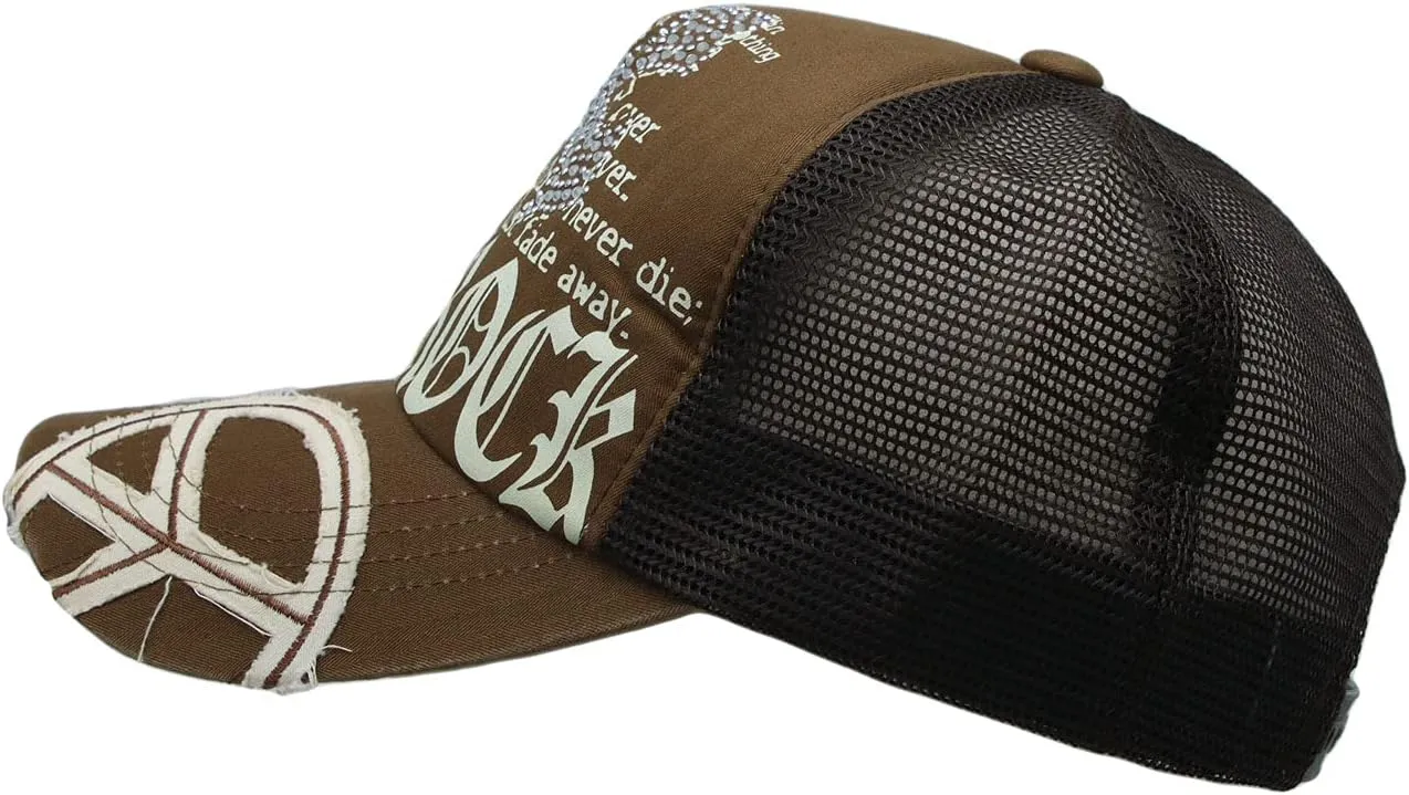 WITHMOONS Meshed Baseball Cap Skull Rhinestones Trucker Hat KR1751