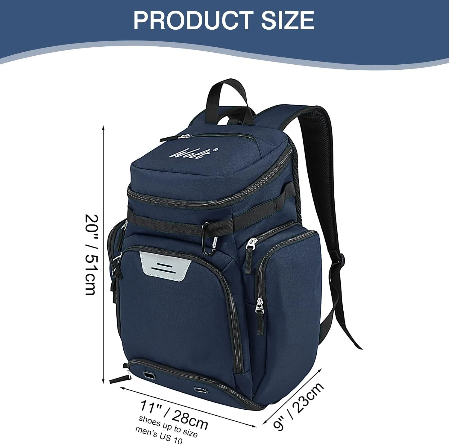 WOLT Basketball Backpack Bag with Separate Ball Compartment and Shoes Pocket，Large Sports Equipment Bag for Basketball, Soccer, Rugby, Volleyball, Baseball Sport Backpack Bag