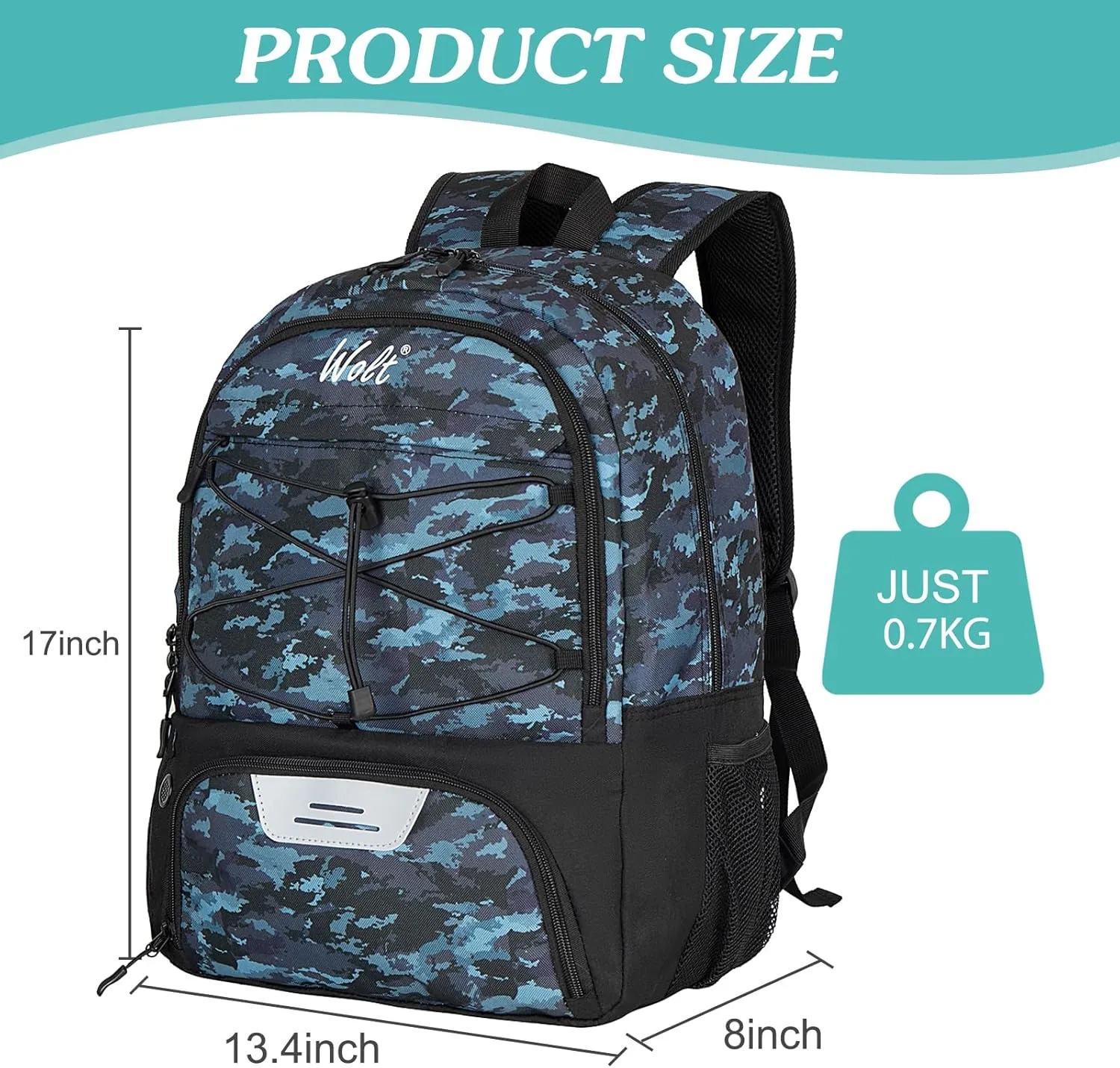 WOLT Youth Soccer Bag, Soccer Backpack, Basketball Backpack with Cleat Shoe and Ball Compartments Volleyball Backpack