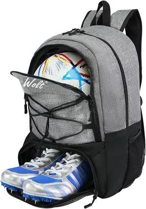 WOLT Youth Soccer Bag, Soccer Backpack, Basketball Backpack with Cleat Shoe and Ball Compartments Volleyball Backpack