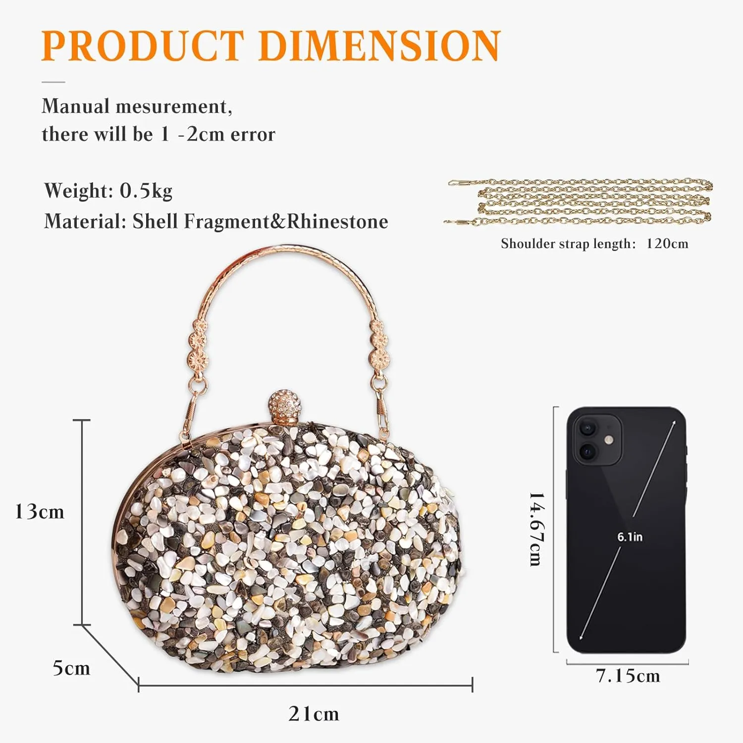 Women Evening Bag Sequin Clutch Bag Bridal Wedding Purse Ladies Handbag With Detachable Chain Elegant Shoulder Bag