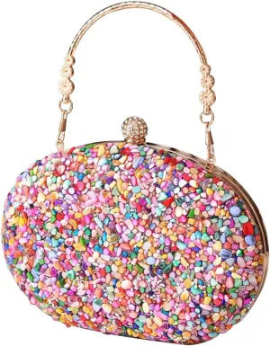 Women Evening Bag Sequin Clutch Bag Bridal Wedding Purse Ladies Handbag With Detachable Chain Elegant Shoulder Bag