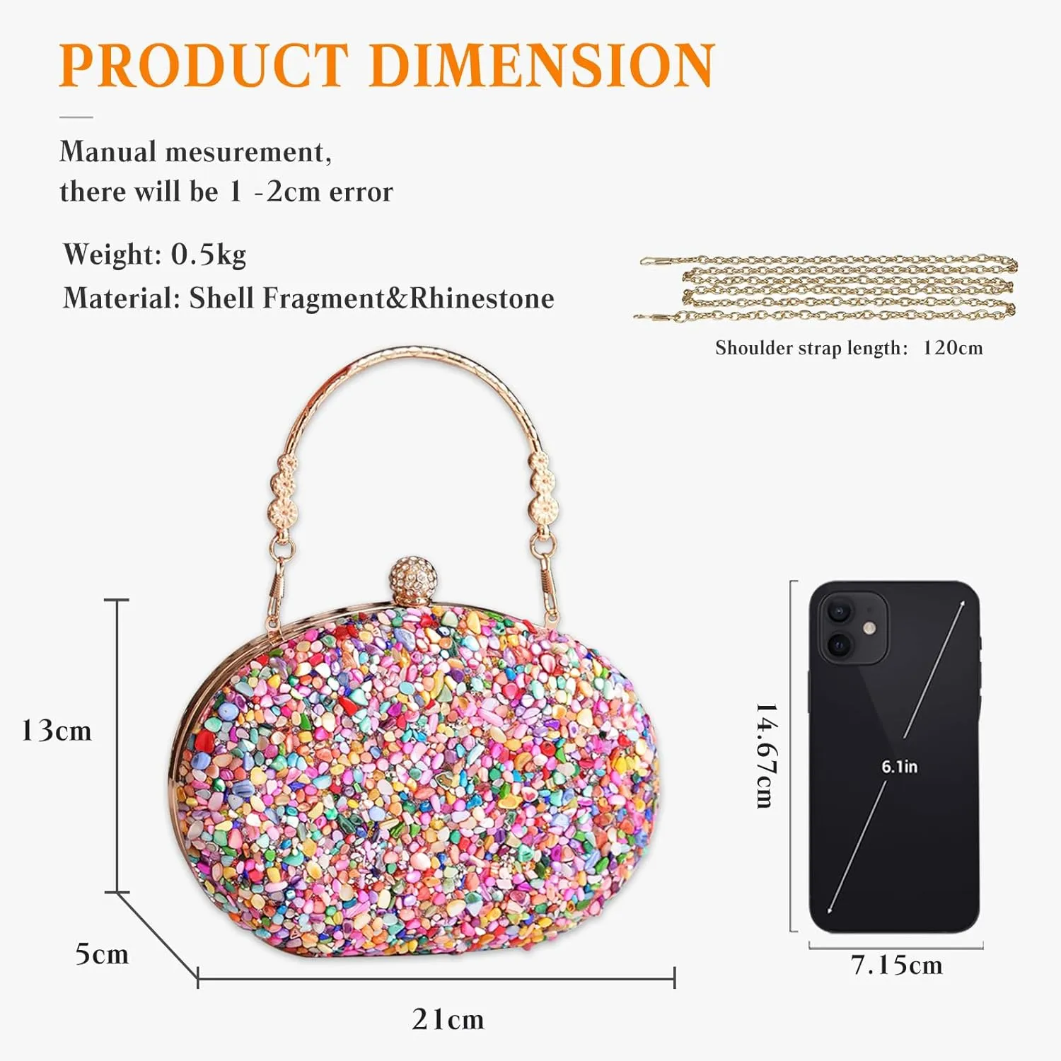 Women Evening Bag Sequin Clutch Bag Bridal Wedding Purse Ladies Handbag With Detachable Chain Elegant Shoulder Bag