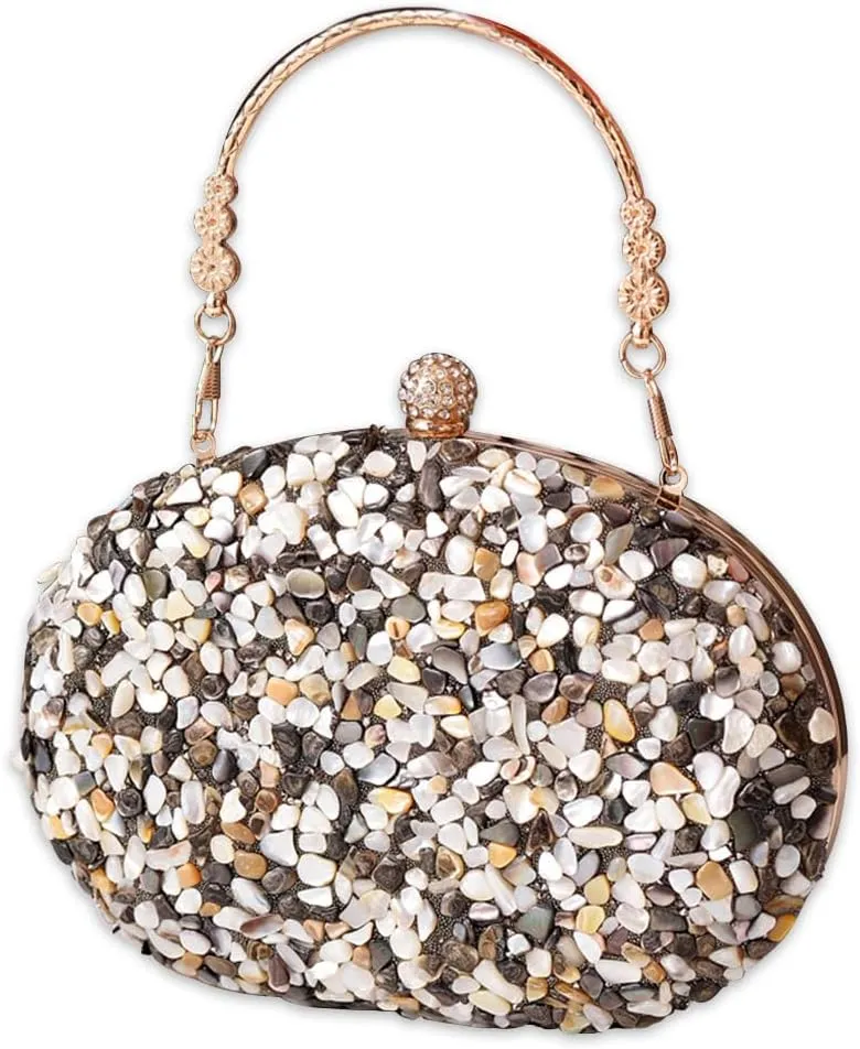 Women Evening Bag Sequin Clutch Bag Bridal Wedding Purse Ladies Handbag With Detachable Chain Elegant Shoulder Bag