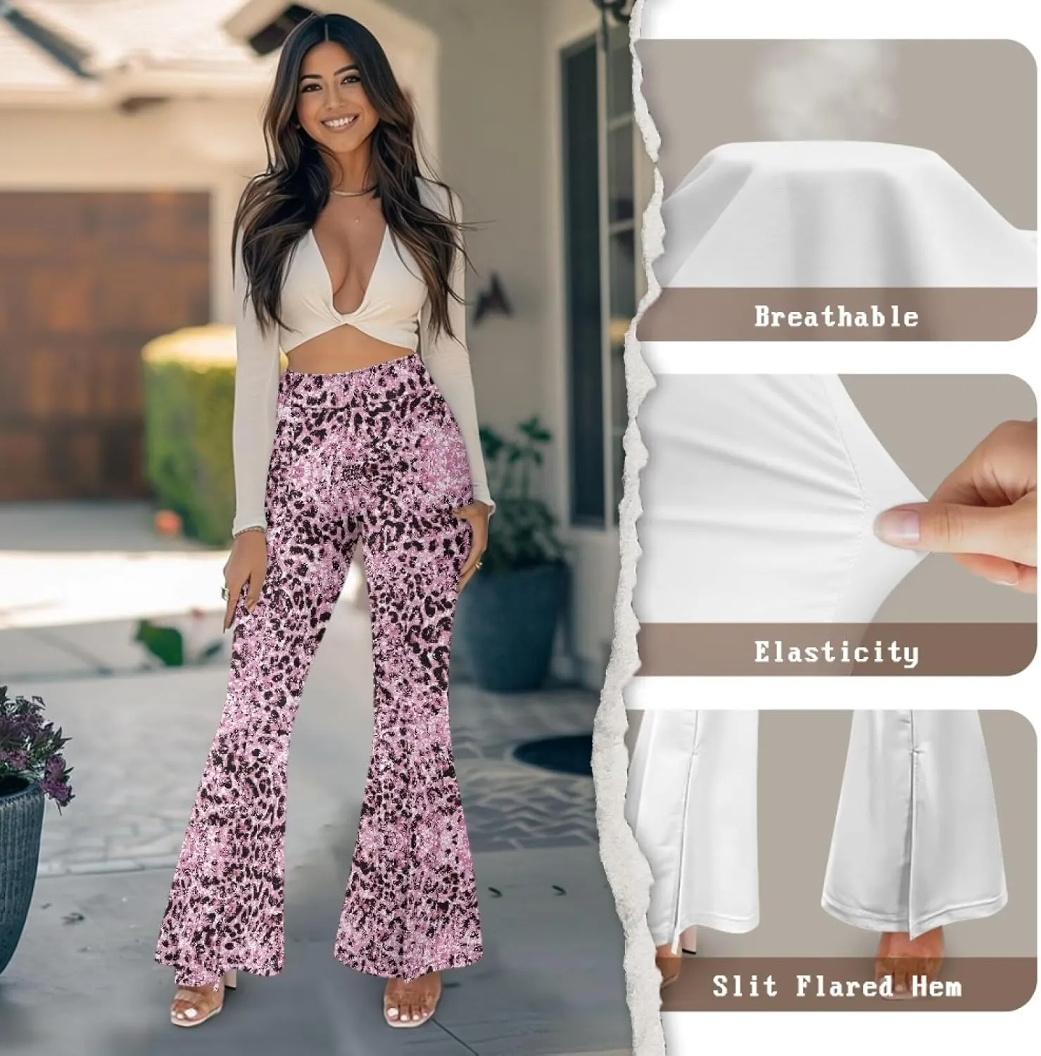 Women Flare Yoga Pants Y2K Leggings High Waisted Workout Pant