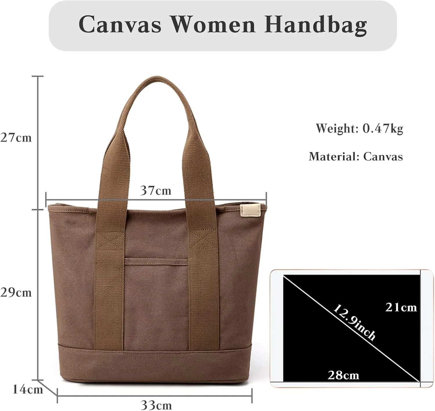 Women Handbag Canvas Tote Bag Lightweight Shoulder Bag