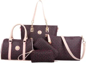 Women Handbag Set 6 Pcs PU Leather Tote Purse Set Multi-purpose Classic Shoulder Bag