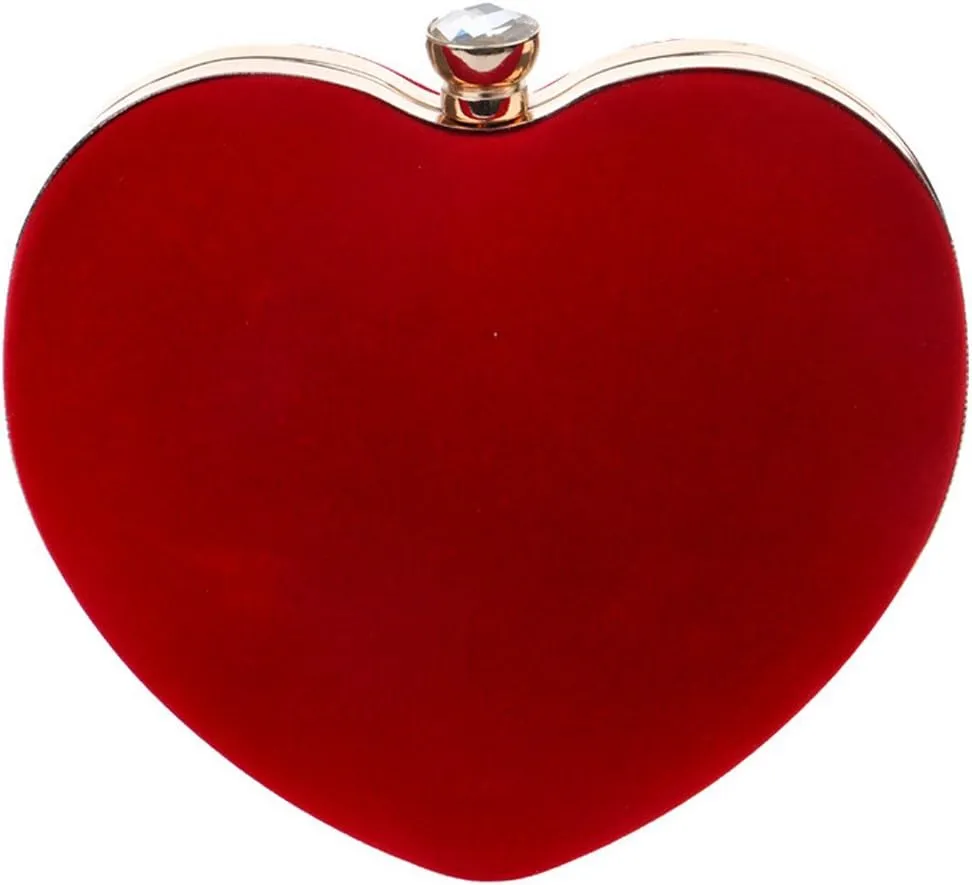 Women Heart Shaped Handbag Mini Clutch Chain Purse Chic Shoulder Bag Evening Tote