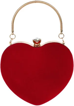Women Heart Shaped Handbag Mini Clutch Chain Purse Chic Shoulder Bag Evening Tote