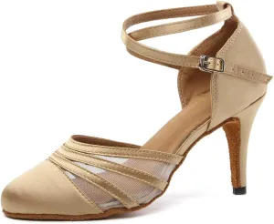 Women Latin Dance Shoes Closed Toe Ballroom Modern Salsa Waltz Tango Dance Performance Shoes Suede Sole