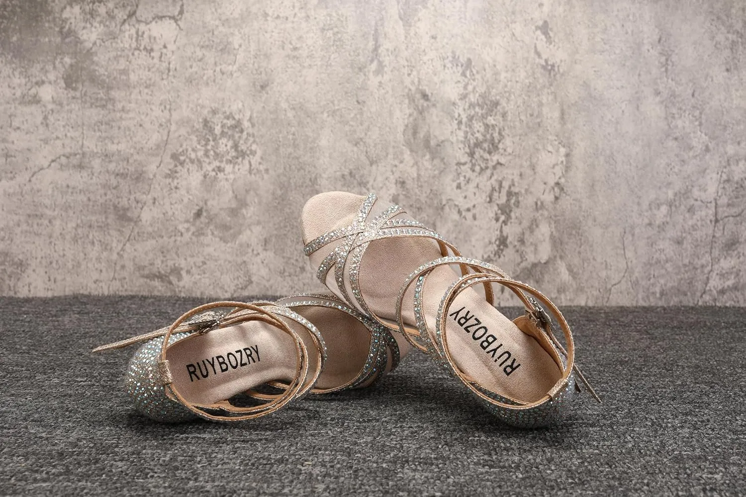Women Latin Dance Shoes Rhinestones Ballroom Salsa Bachata Wedding Perfermence Dancing Shoes,Model YCL508