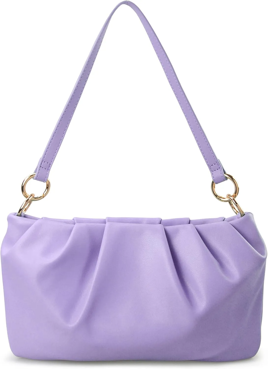 Women Ruched Shoulder Handbag Cloud Pouch Hobo Bag Convertible Clutch Soft Vegan Leather Cross body Bag