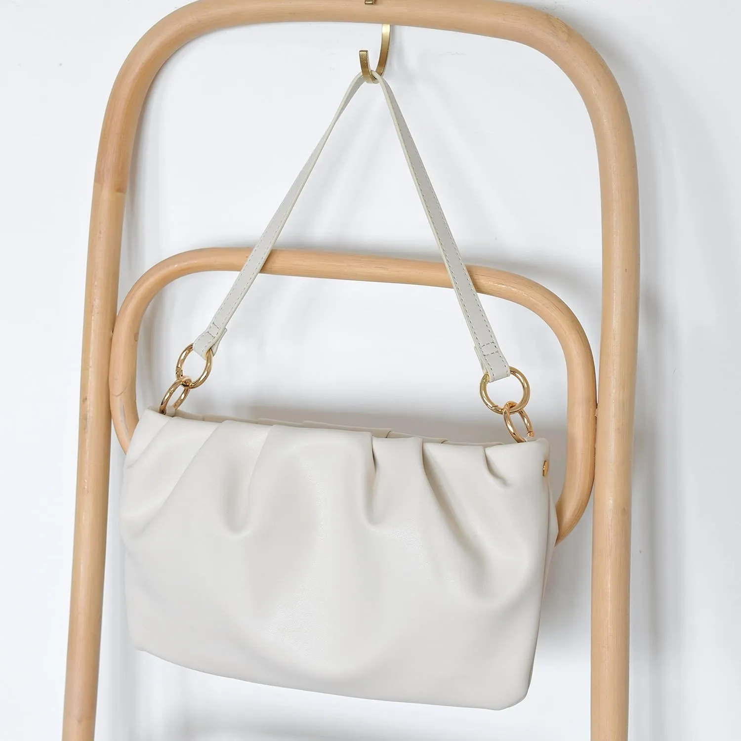 Women Ruched Shoulder Handbag Cloud Pouch Hobo Bag Convertible Clutch Soft Vegan Leather Cross body Bag