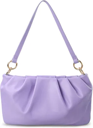Women Ruched Shoulder Handbag Cloud Pouch Hobo Bag Convertible Clutch Soft Vegan Leather Cross body Bag