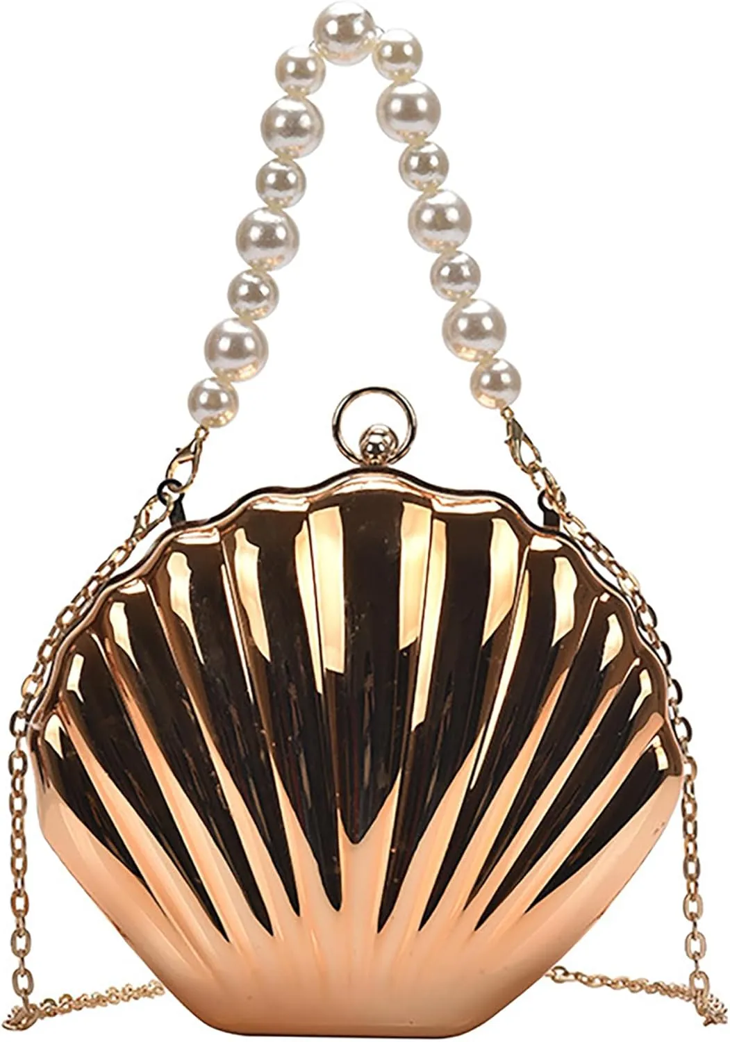Women Seashell Evening Bag Purse Mermaid Chain Strap Clutch Handbag Shoulder Bag
