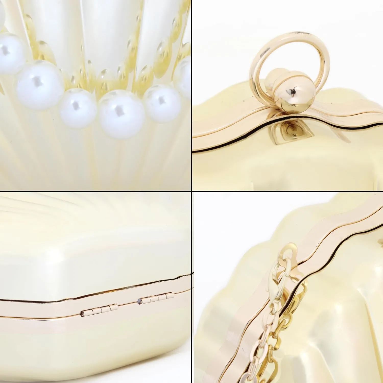 Women Seashell Evening Bag Purse Mermaid Chain Strap Clutch Handbag Shoulder Bag