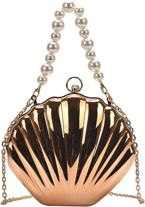 Women Seashell Evening Bag Purse Mermaid Chain Strap Clutch Handbag Shoulder Bag