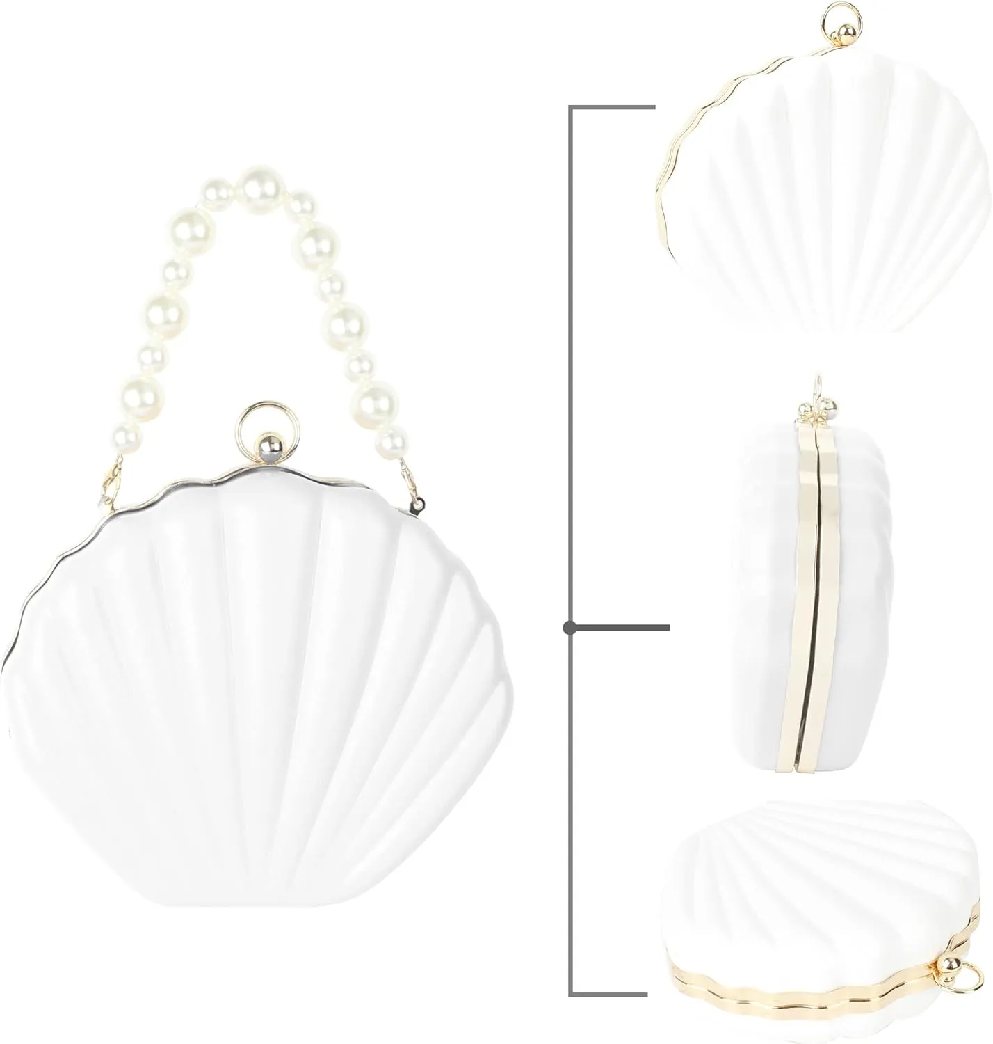 Women Seashell Evening Bag Purse Mermaid Chain Strap Clutch Handbag Shoulder Bag