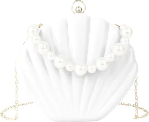 Women Seashell Evening Bag Purse Mermaid Chain Strap Clutch Handbag Shoulder Bag