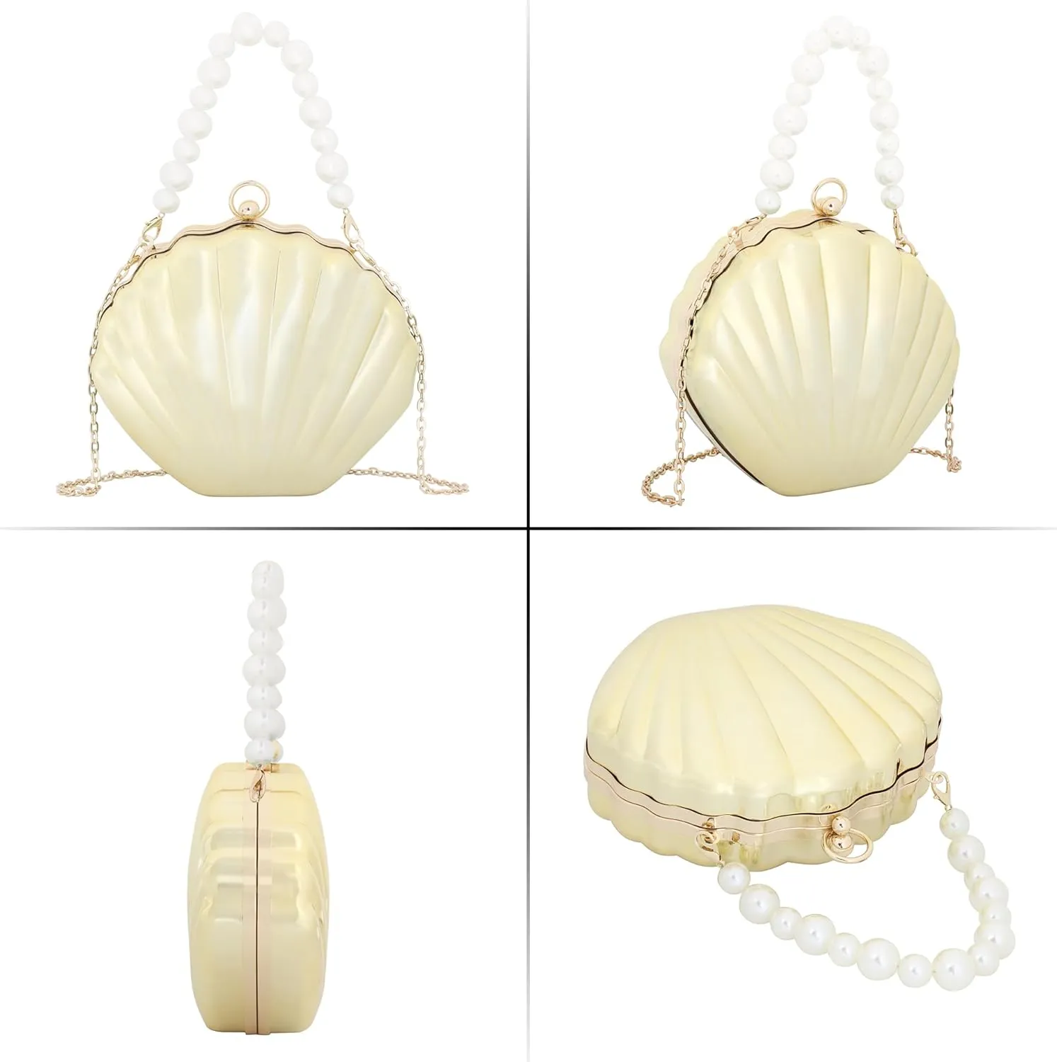 Women Seashell Evening Bag Purse Mermaid Chain Strap Clutch Handbag Shoulder Bag