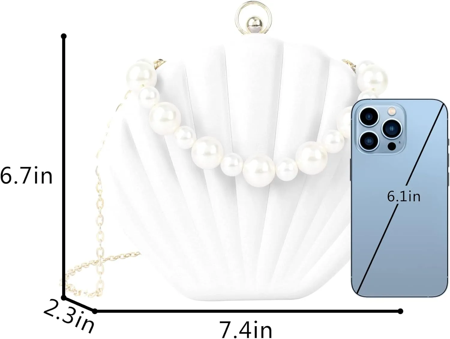 Women Seashell Evening Bag Purse Mermaid Chain Strap Clutch Handbag Shoulder Bag