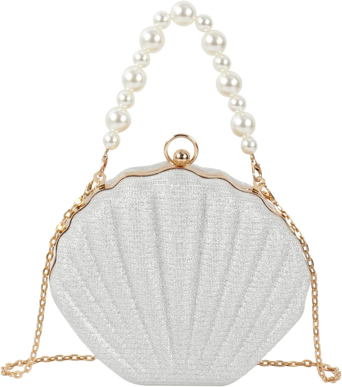 Women Seashell Evening Bag Purse Mermaid Chain Strap Clutch Handbag Shoulder Bag
