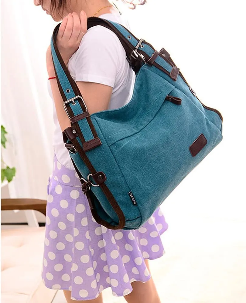 Women Shoulder Bag Canvas Handbag Large Capacity Casual Handbag with Adjustable Shoulder Strap