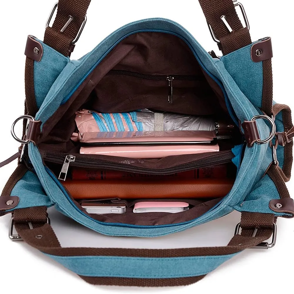 Women Shoulder Bag Canvas Handbag Large Capacity Casual Handbag with Adjustable Shoulder Strap