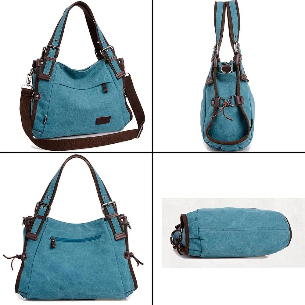 Women Shoulder Bag Canvas Handbag Large Capacity Casual Handbag with Adjustable Shoulder Strap
