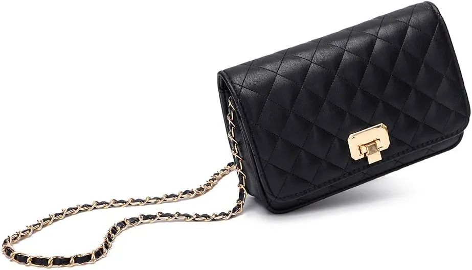 Women Shoulder Bag Grid Crossbody Handbag Daily Leather Stylish Evening Chain Bag