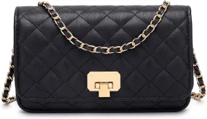 Women Shoulder Bag Grid Crossbody Handbag Daily Leather Stylish Evening Chain Bag