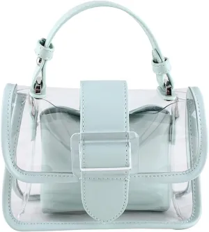 Women Small Clear Handbag, 2 in 1 Shoulder Crossbody Bag Purse with Chain Strap