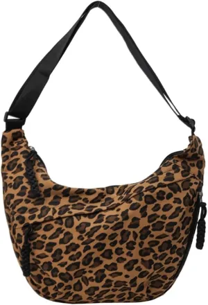 Women Stylish Dumpling Bag Multi-pockets Leopard Print Crescent Crossbody Bag Large Capacity Daily Messenger Bag A
