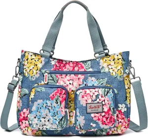 Women Utility Tote Bag Teacher Purses and Handbags for Nurse Waterproof Nylon Multi Pocket Shoulder Bag Work Tote Bag