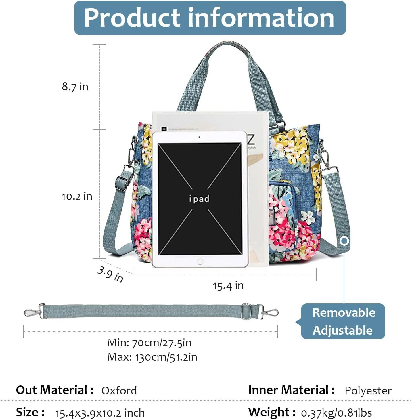 Women Utility Tote Bag Teacher Purses and Handbags for Nurse Waterproof Nylon Multi Pocket Shoulder Bag Work Tote Bag