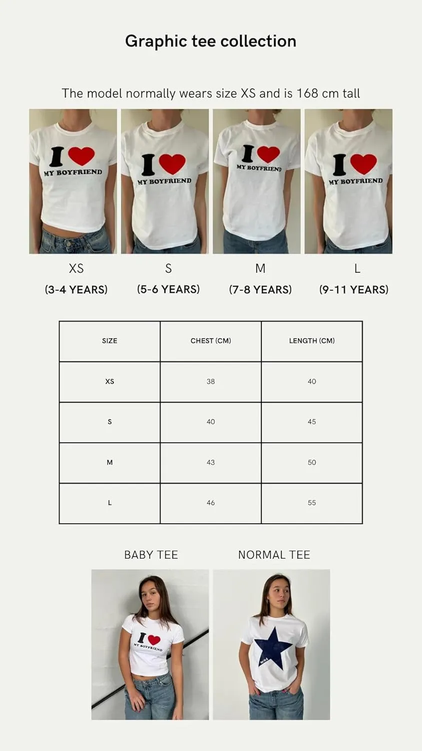 Women Y2k Short Sleeve Baby Tees Cute Graphic Print Crew Neck Crop Top Vintage Aesthetic Teen Girl Tee 90s Streetwear