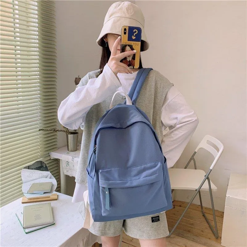 Women's & Men's & Korean Style Solid Color Simple Backpacks