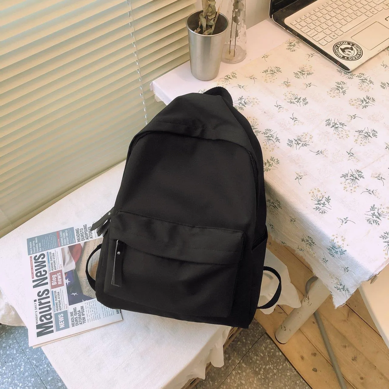Women's & Men's & Korean Style Solid Color Simple Backpacks