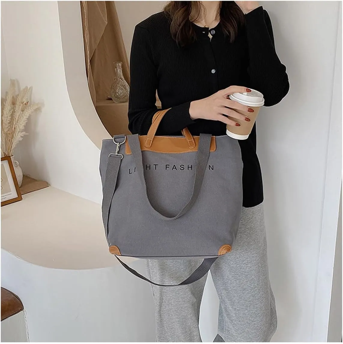 Women's canvas handbag, men's and women's casual work crossbody bag, women's large capacity tote bag
